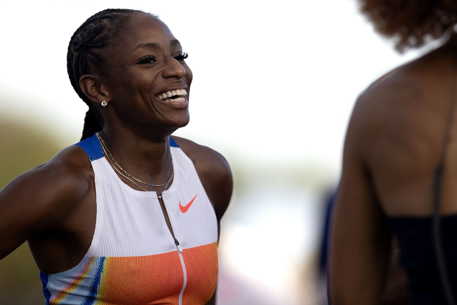 Melissa Jefferson-Wooden at Grand Slam Track Miami (Photo by Michael Pimentel/ISI Photos/Getty Images)